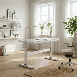Schreibtisch manuell höhenverstellbar 120 x 60 cm weiss