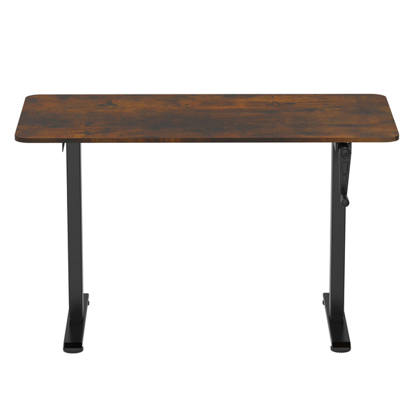 Scrivania regolabile in altezza manualmente, nera/vintage, 120 x 60 cm