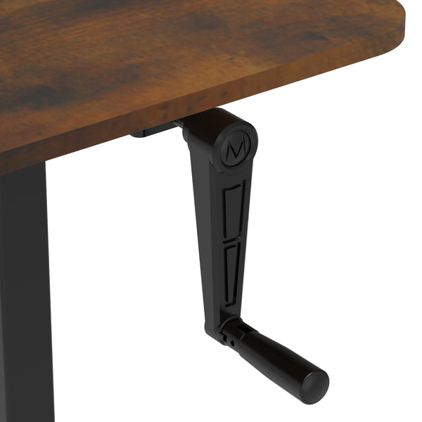 Scrivania regolabile in altezza manualmente, nera/vintage, 120 x 60 cm