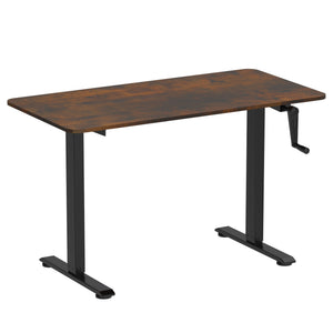 Scrivania regolabile in altezza manualmente, nera/vintage, 120 x 60 cm