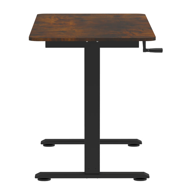 Scrivania regolabile in altezza manualmente, nera/vintage, 120 x 60 cm
