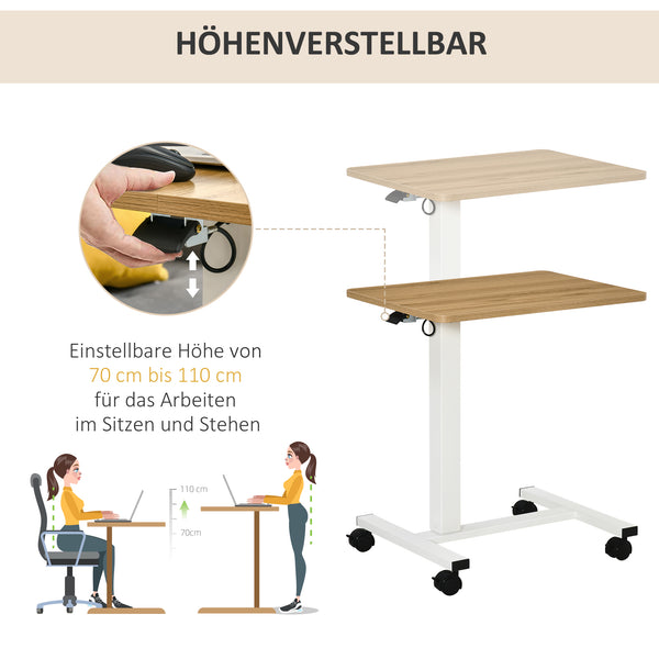 Scrivania in piedi, scrivania mobile con ruote, 70-110 cm