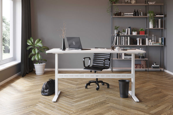 Bureau assis-debout électrique, blanc, 140 x 70 cm