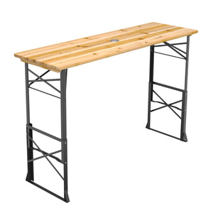 Stehtisch Biertisch Holz höhenverstellbar 169 x 50 x 75/105 cm