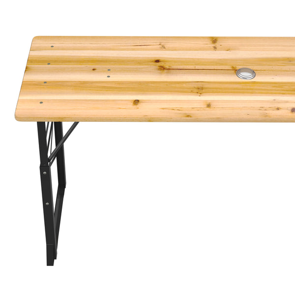 Stehtisch Biertisch Holz höhenverstellbar 169 x 50 x 75/105 cm