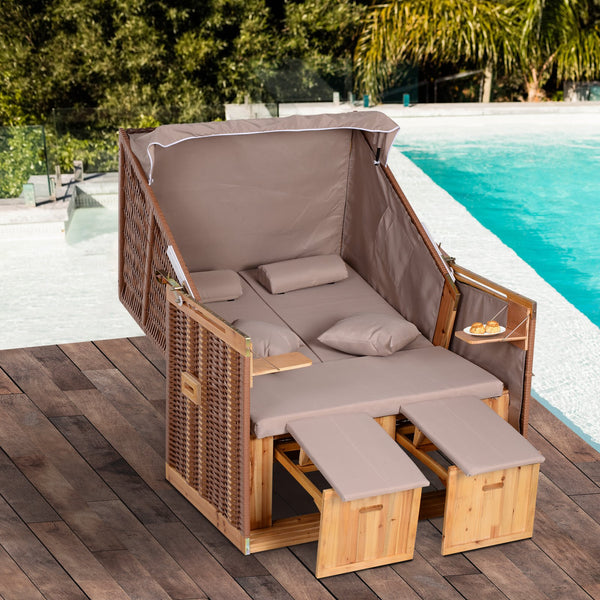 Strandkorb Poly-Rattan Volllieger Ostsee Nordsee Rot