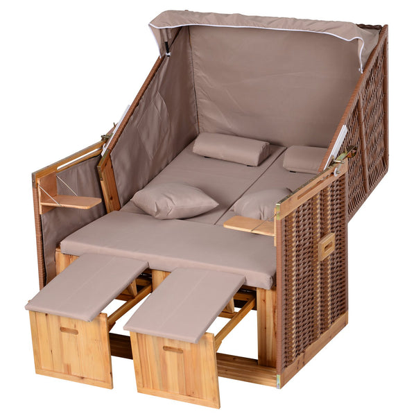 Strandkorb Poly-Rattan Volllieger Ostsee Nordsee Rot