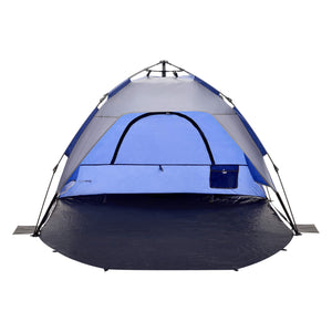 Abri de plage Mullsjö, tente de plage pliable bleue, 215 x 135 x 140 cm 