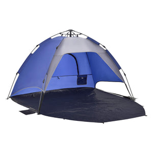 Abri de plage Mullsjö, tente de plage pliable bleue, 215 x 135 x 140 cm 