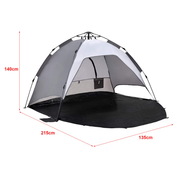 Beach Shelter Mullsjö Pop Up Beach Tent 215x135x140cm Gray