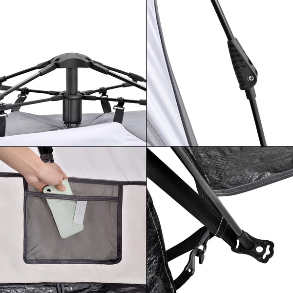 Beach Shelter Mullsjö Pop Up Beach Tent 215x135x140cm Gray
