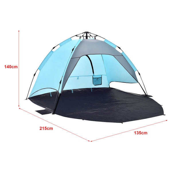Beach shelter Mullsjö pop up beach tent 215x135x140cm light blue