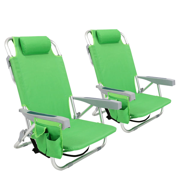 Sedia da spiaggia pieghevole, set da 2, verde