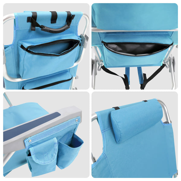 Chaise de plage pliante, lot de 2, bleu clair