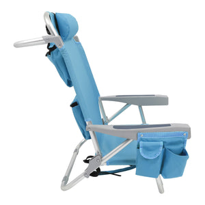 Folding beach chair, light blue