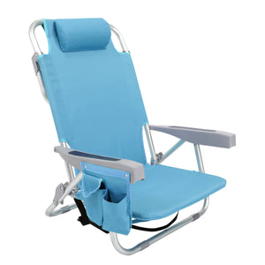Folding beach chair, light blue