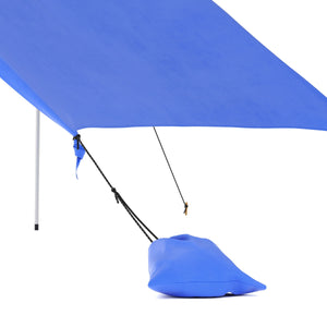 Strandzelt Sonnensegel mit 2 Stangen 210 x 210 x 200 cm blau