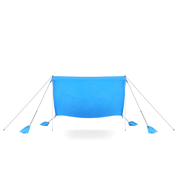 Strandzelt Sonnensegel mit 2 Stangen 280 x 280 x 200 cm hellblau