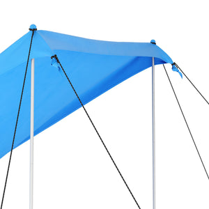 Strandzelt Sonnensegel mit 2 Stangen 280 x 280 x 200 cm hellblau