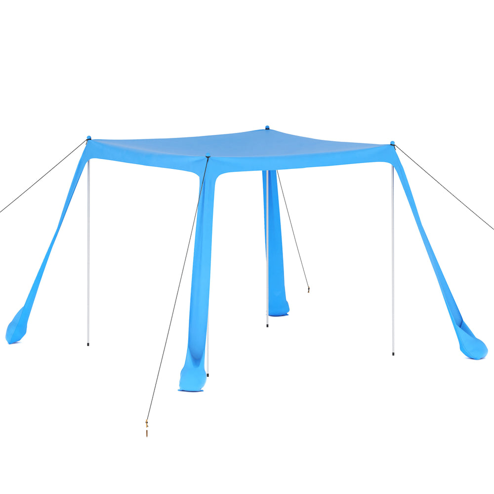 Tenda da spiaggia con 4 pali, 210 x 210 x 200 cm, azzurro