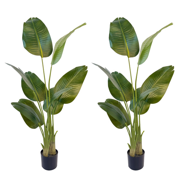 Strelitzie künstlich mit Topf 160 cm 2er Set