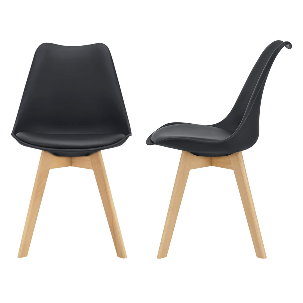 Sedia da pranzo Fläten, set da 2, 81x49 cm, pelle PU nera