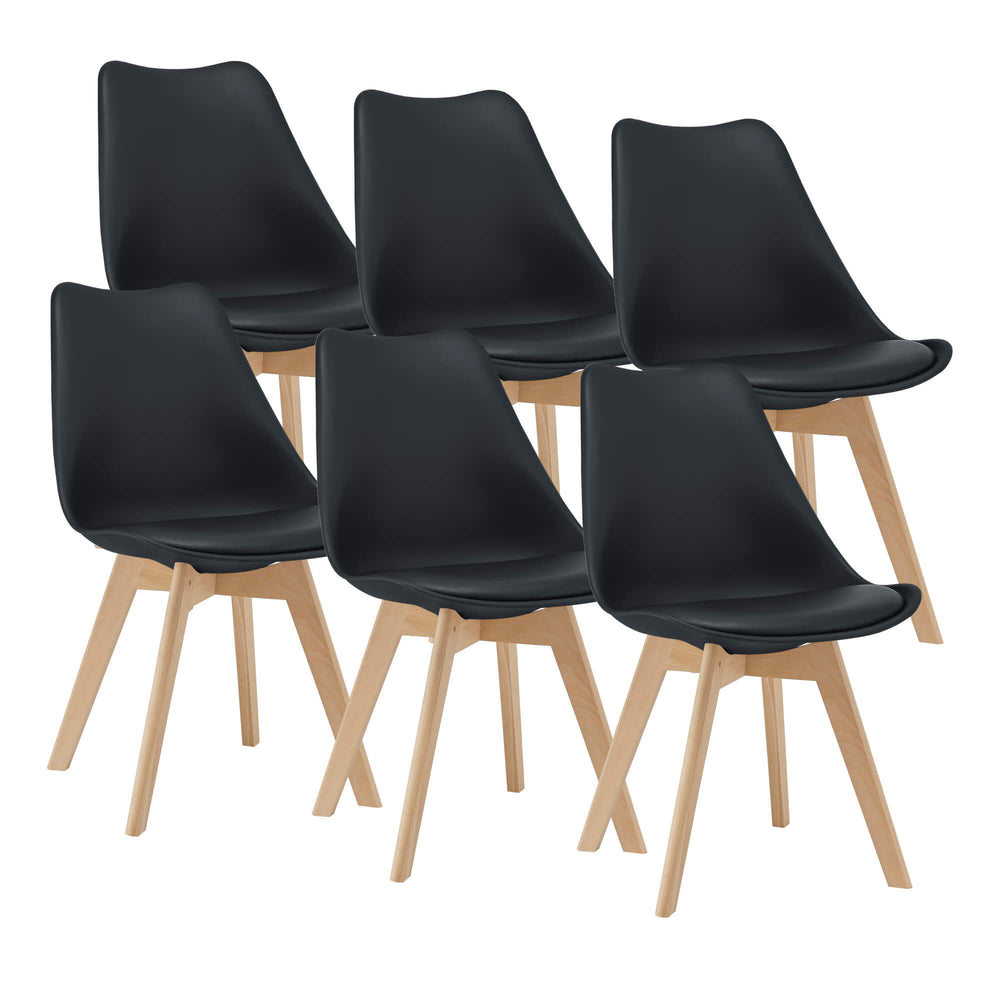 Sedia da pranzo Dubrovnik, set da 6, 81x49 cm, pelle PU nera