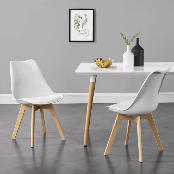 Esszimmerstuhl Fläten 2er Set 81x49 cm Weiss PU-Kunstleder