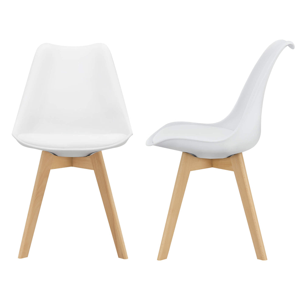 Sedia da pranzo Fläten, set da 2, 81x49 cm, similpelle PU bianca
