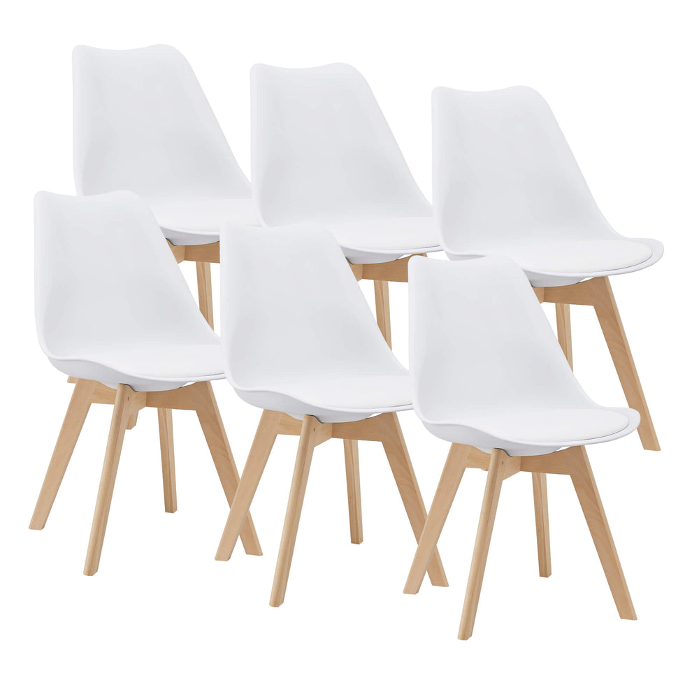 Sedia da pranzo Dubrovnik, set da 6, 81x49 cm, similpelle PU bianca