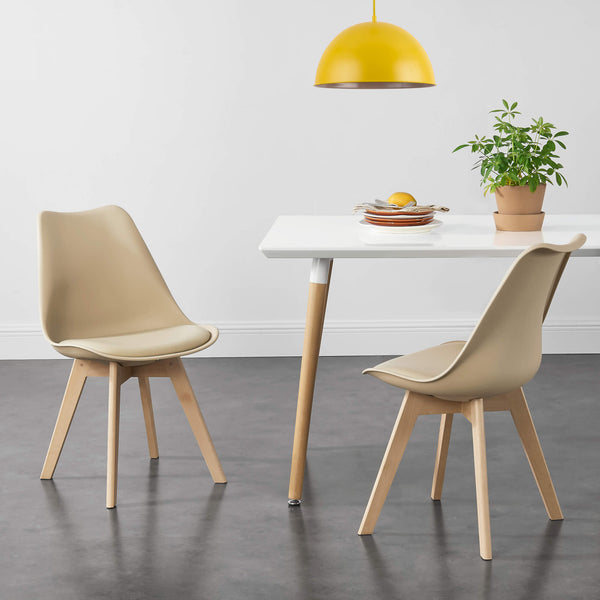 Esszimmerstuhl Dubrovnik 6er Set 81x49 cm Beige PU-Kunstleder
