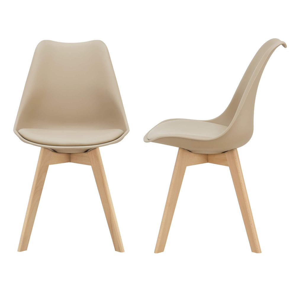 Sedia da pranzo Fläten, set da 2, 81x49 cm, pelle PU beige