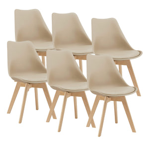 Esszimmerstuhl Dubrovnik 6er Set 81x49 cm Beige PU-Kunstleder