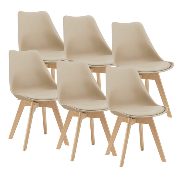 Esszimmerstuhl Dubrovnik 6er Set 81x49 cm Beige PU-Kunstleder