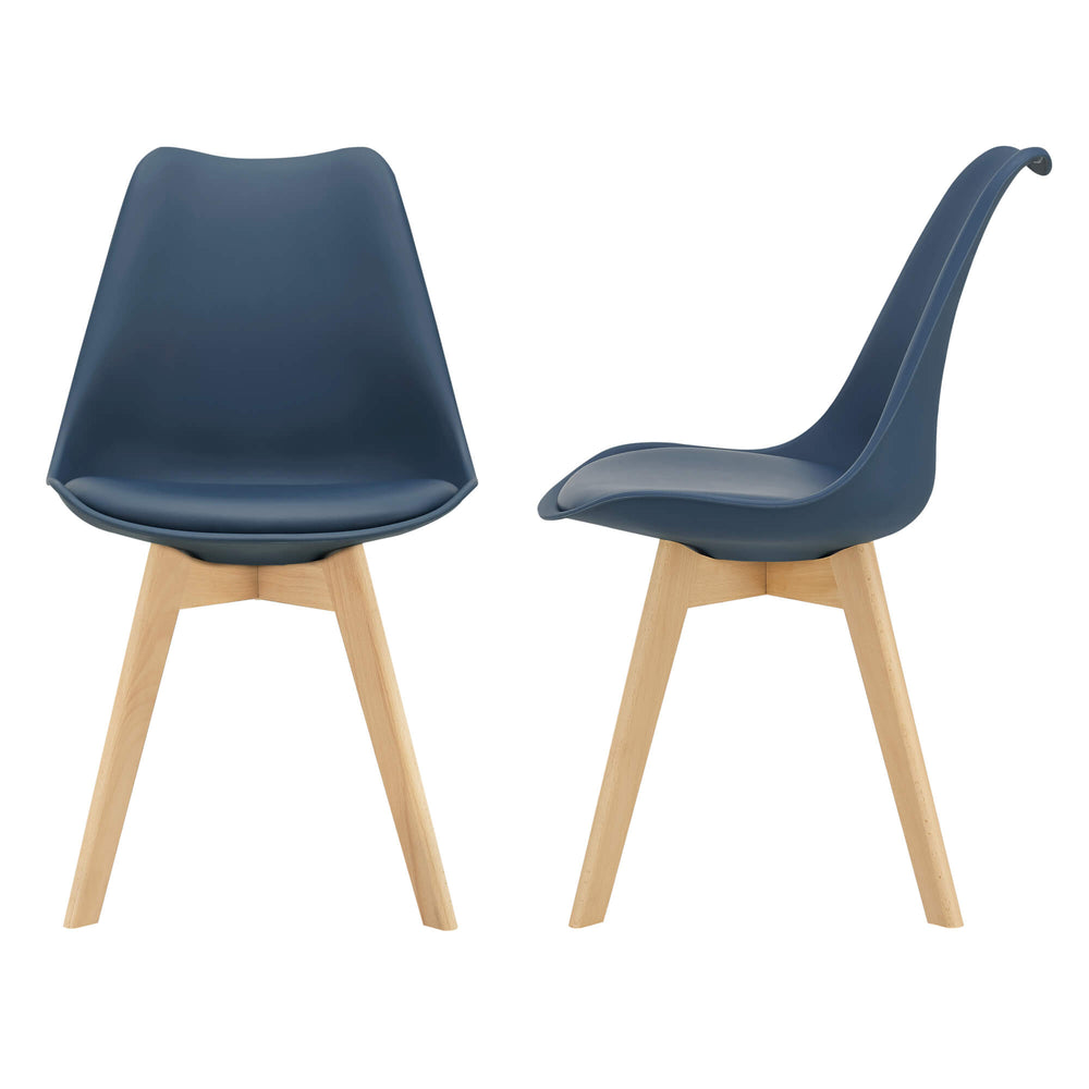 Sedia da pranzo Fläten, set da 2, 81x49 cm, similpelle PU blu