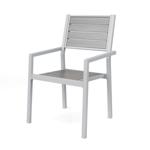 Tisch 180 cm + 2 Stühle + 2 Bänke, grau