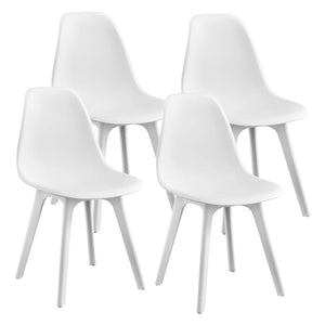 Esstisch mit 4 Stühlen Stathelle 105x60x75 cm Weiss Glasplatte