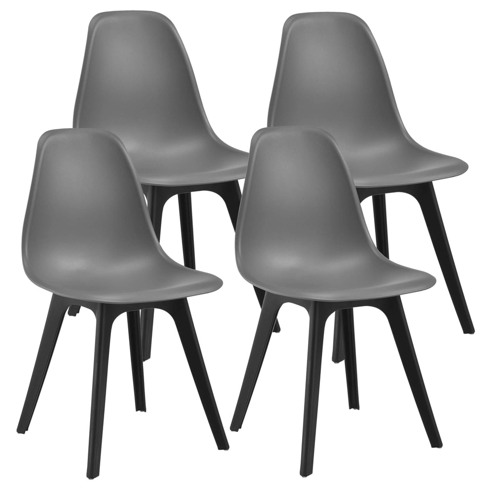 Sedia da pranzo Bretik, set da 4, 83x54x48 cm, grigio/nero