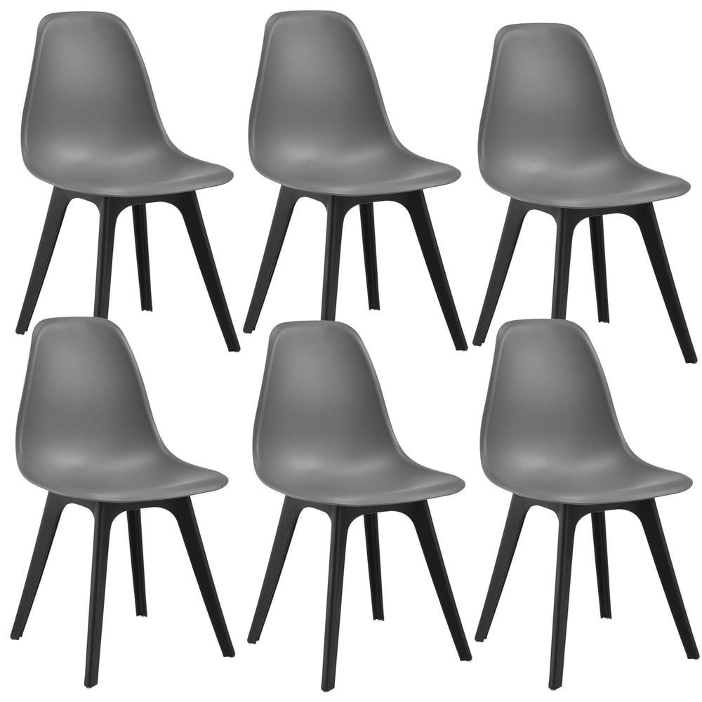 Sedia da pranzo Bretik, set da 6, 83x54x48 cm, grigio/nero