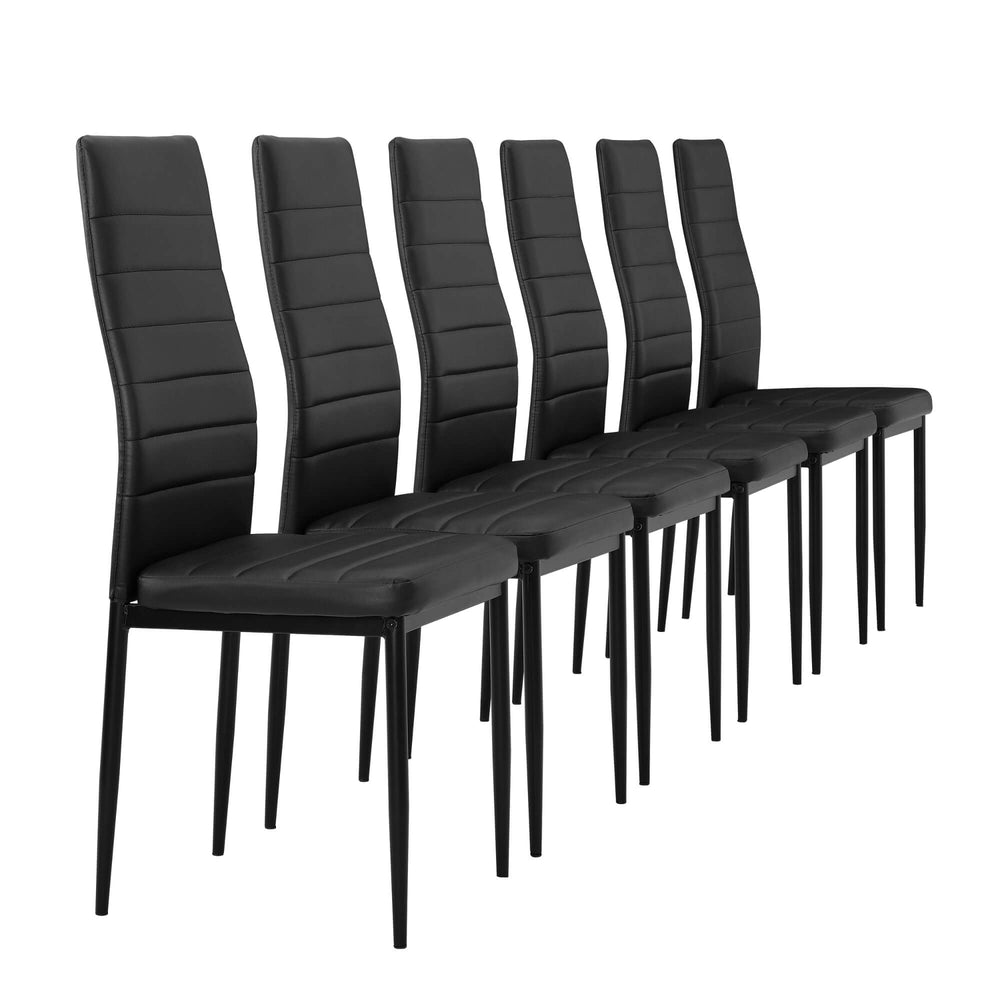 Sedia da pranzo Lidköping, set da 6, similpelle nera