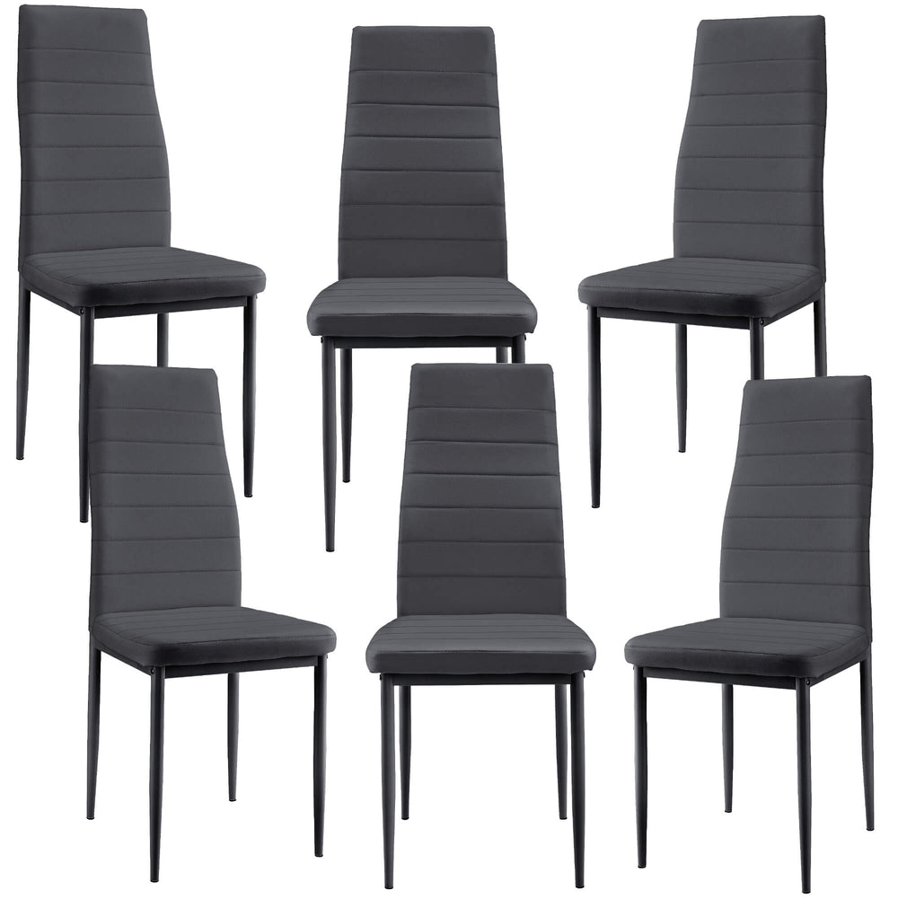 Set di 6 sedie da pranzo Lidköping, similpelle grigio scuro