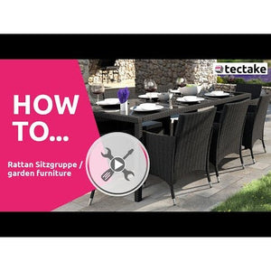 Rattan Sitzgruppe 8+1 mit Schutzhülle grau-meliert/grau