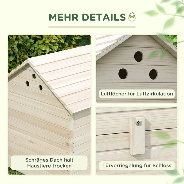 Entenstall Hühnerstall aus Massivholz 100 cm x 82,5 cm x 91 cm