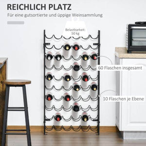Weinregal Flaschenregal für 60 Flaschen Metall Schwarz