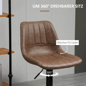 Barhocker 2er-Set im Retrodesign höhenverstellbar Braun