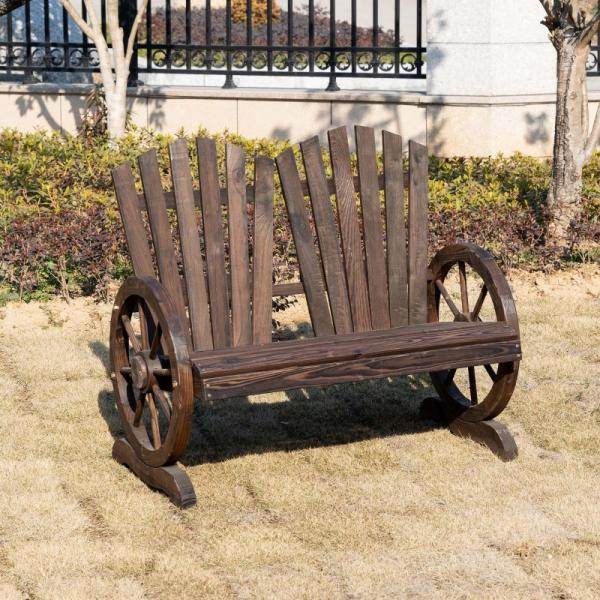 Gartenbank 2-Sitzer Rustikal Dunkelbraun
