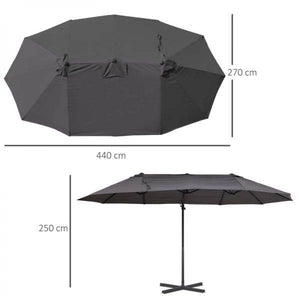 Sonnenschirm mit Kurbel Doppelschirm Gartenschirm Sonnenschutz Metall Grau