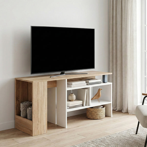 TV Möbel EVELOR 106 - 160 x 35 x 50 cm braun/weiss