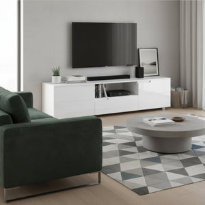 TV Möbel AVILA 165 x 43 cm Hochglanz weiss