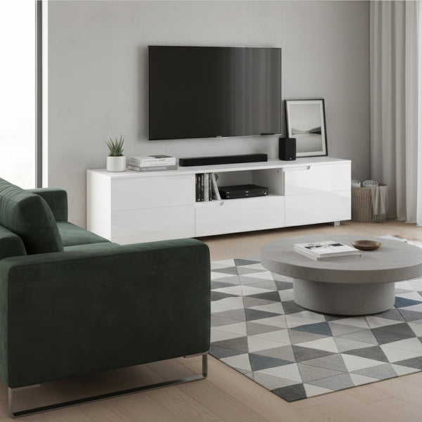 TV Möbel AVILA 165 x 43 cm Hochglanz weiss